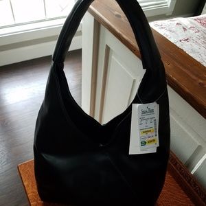 Colab black leather tote